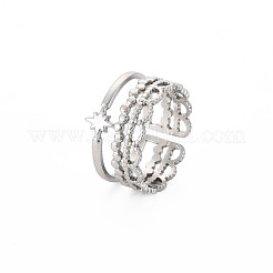 Anello polsino aperto a forma di stella in acciaio inossidabile 304 anti-ossidazione per donna&nbsp;RJEW-S405-151P