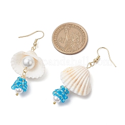 5 paire de boucles d'oreilles pendantes en verre coquillage&nbsp;EJEW-MZ00424