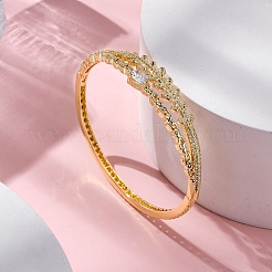 Bracelets à charnière en laiton plaqué or avec micro pavé de zircones cubiques&nbsp;BJEW-H624-02G