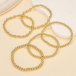5 Stück runde Stretch-Armbänder aus Messingperlen für Damen&nbsp;BJEW-SW00151