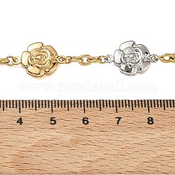 Colliers à maillons fleuris bicolores en acier inoxydable 304 pour femmes&nbsp;NJEW-A074-06GP