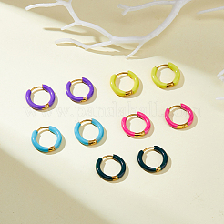 5 paio di orecchini a cerchio in acciaio inossidabile 316 smaltato a 5 colori&nbsp;EJEW-DC0001-39B