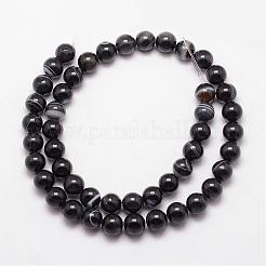 Chapelets de perles en agate noire naturelle&nbsp;G-K166-13-10mm-05