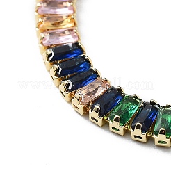 Braccialetti a catena con micro pavè di zirconi cubici in ottone placcato a cremagliera con chiusure pieghevoli&nbsp;BJEW-C052-02G