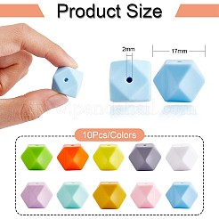 100 stücke silikon perlen gemischte farbe sechseckige silikon perlen lose abstandshalter perlen silikon perlen kit für armband halskette schlüsselanhänger schmuck machen&nbsp;JX307A