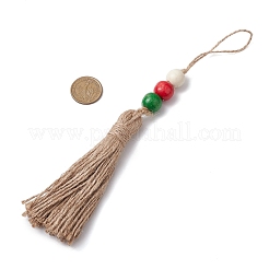 Pendentif en perles de bois naturel pour décoration de Noël&nbsp;HJEW-JM02350