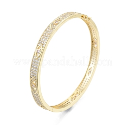 Bracelet jonc à charnière œil de cheval en zircone cubique&nbsp;BJEW-G651-07G-02