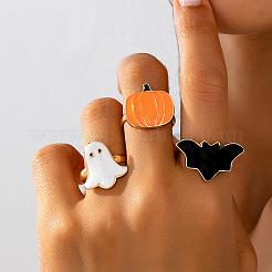 3 Stück Halloween-Fingerringe aus Emaille-Legierung&nbsp;FS-WG0E7D9-01