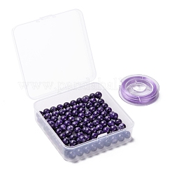 100pcs 8mm natürliche Charoite runde Perlen&nbsp;DIY-LS0002-12