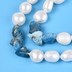 Natürliche Apatit-Nuggets und Stränge aus natürlichen Süßwasser-Zuchtperlen&nbsp;PEAR-N023-01A-09