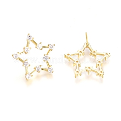 Orecchini a bottone in ottone con zirconi chiari e micro pavè&nbsp;X-EJEW-G275-06G