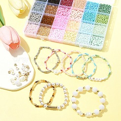 Fai da te semi di vetro e perle di plastica e imitazione di perle kit per la creazione di gioielli&nbsp;DIY-FS0008-15