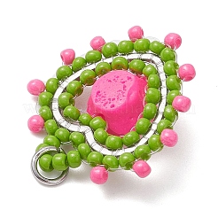 Cœur en perles de verre avec pendentifs en forme de rose&nbsp;PALLOY-MZ01030-04