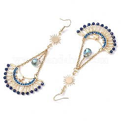 Orecchini pendenti in spinello blu sintetico e vetro&nbsp;EJEW-MZ00290