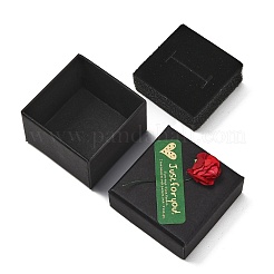 Geschenkboxen aus Kraftpapier mit künstlicher Rose außen für Ringe&nbsp;CON-Z011-01B-01