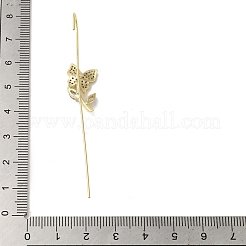 Orecchini a gancio cingolato con strass in cristallo e ottone a farfalla per donna&nbsp;EJEW-C097-03G-02