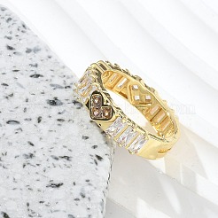 Verstellbare Fingerringe aus Messing mit Mikropflaster und klarem Zirkonia für Damen&nbsp;RJEW-M028-82G