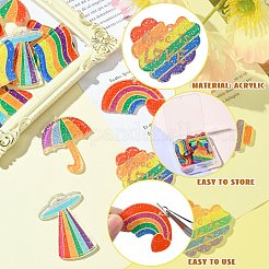 14 Stück 7 Formen bedruckter Acryl-Glitzerpulver-Anhänger im Regenbogen-Stil&nbsp;OACR-CJ0001-93