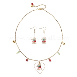 Weihnachtsglocke Legierung Emaille Anhänger Halskette & baumeln Ohrringe Sets&nbsp;SJEW-JS01344