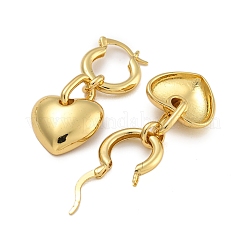 Boucles d'oreilles créoles en laiton plaquées en forme de cœur&nbsp;EJEW-C116-06G