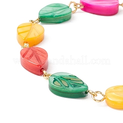 Natürliches Muschelblatt-Gliederkettenarmband&nbsp;BJEW-C015-16G
