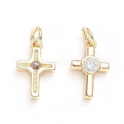 Ciondoli a croce in ottone con micro pavé di zirconi cubici&nbsp;ZIRC-G165-03G