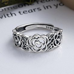 Verstellbare Fingerringe aus Sterlingsilber mit ausgehöhlter Rose 925 für Damen&nbsp;FS-WG9E7B5-01