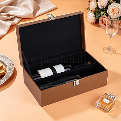 Geschenkverpackungsboxen aus Leder mit Griffen und einem Fach für Wein&nbsp;CON-WH0089-284D