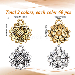 120 pz 2 colori pendenti in lega di stile tibetano&nbsp;TIBEP-SC0003-45