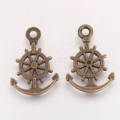 Ancora in lega stile tibetano con pendenti a timone&nbsp;X-PALLOY-2730-AB-FF