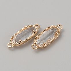 Ciondoli per connettori in vetro pavé in ottone placcato oro&nbsp;FIND-WH0110-728G-11