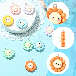 10 pendentif en résine opaque tournesol&nbsp;RESI-YW0005-09