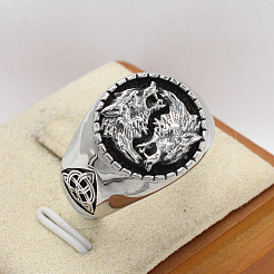 Anillos de acero inoxidable 304 con diseño de lobo para hombre&nbsp;FS-WGA3424-01