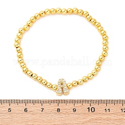 Bracciali elastici in ottone con perline rotonde&nbsp;BJEW-A034-05G