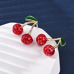 Boucles d'oreilles pendantes en laiton émaillé cerise&nbsp;EJEW-U062-02B-G