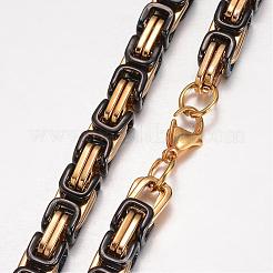 201 collane a catena bizantina in acciaio inossidabile&nbsp;NJEW-K062-01C4-8mm