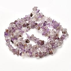 Natürliche violette Phantomquarz-Perlenstränge aus violettem Lodolith&nbsp;G-G031-02