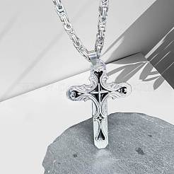 Gothic-Stil Kreuz 304 Edelstahl schwarz Emaille Anhänger byzantinischen Kette Halsketten für Männer&nbsp;FS-WG287BB-01