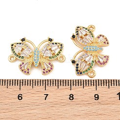 Breloques de connecteur en laiton micro pavé de zircone cubique colorée&nbsp;CU-CBA908F-04G-05