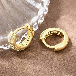 Pendientes de aro de circonio cúbico de micro pave de latón&nbsp;KK-CBAD104-04G-C