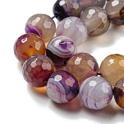 Brins de perles d'agate à bandes naturelles à facettes&nbsp;G-F447-12mm-O07