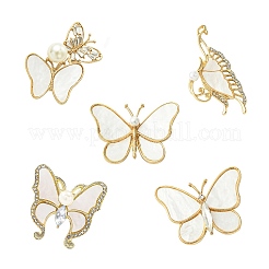 5 pieza de broches de aleación de mariposa con 5 estilos de rhinestone&nbsp;JEWB-CJ0001-33