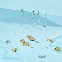 18 pieza de pendientes de aro huggie de acero inoxidable 201 de 3 colores&nbsp;STAS-UN0056-83