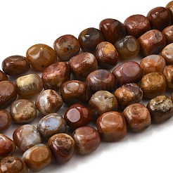 Chapelets de perles en bois pétrifié naturel&nbsp;G-L621-C11-02