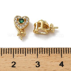 Gancio a forma di cuore in ottone placcato con micro pavé di zirconi cubici&nbsp;KK-S397-11G