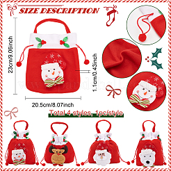 4 Stück Samtbeutel mit Weihnachtsmotiven in 4 Stilen&nbsp;ABAG-BC0001-50