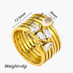 Mehrlagige Fingerringe aus Edelstahl 304 und Zirkonia&nbsp;WG62161-01