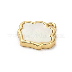 Messing Pavé natürliche weiße Muschel Blumen Charms&nbsp;LS-KK-P301-01C-G