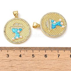 Porte micro ouvrent pendentifs zircone cubique en laiton de placage&nbsp;KK-P268-07G