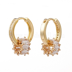 Orecchini a cerchio huggie in zirconi cubici trasparenti micro pavè&nbsp;EJEW-JE04451-01
